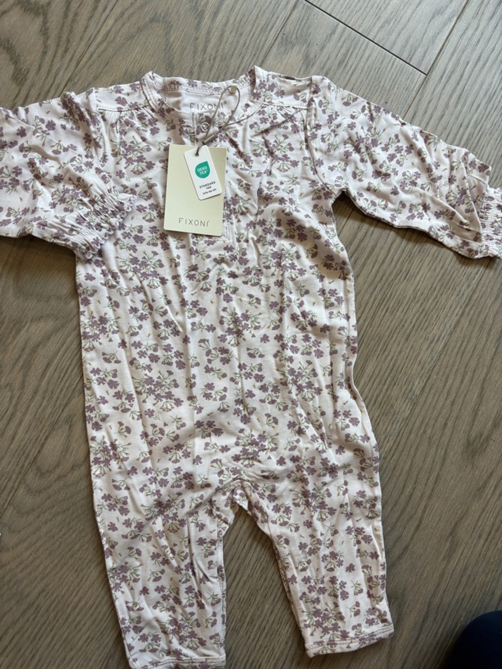 NWT Floral Footed One-Piece Romper in Light Pink and Mauve | 0-3m